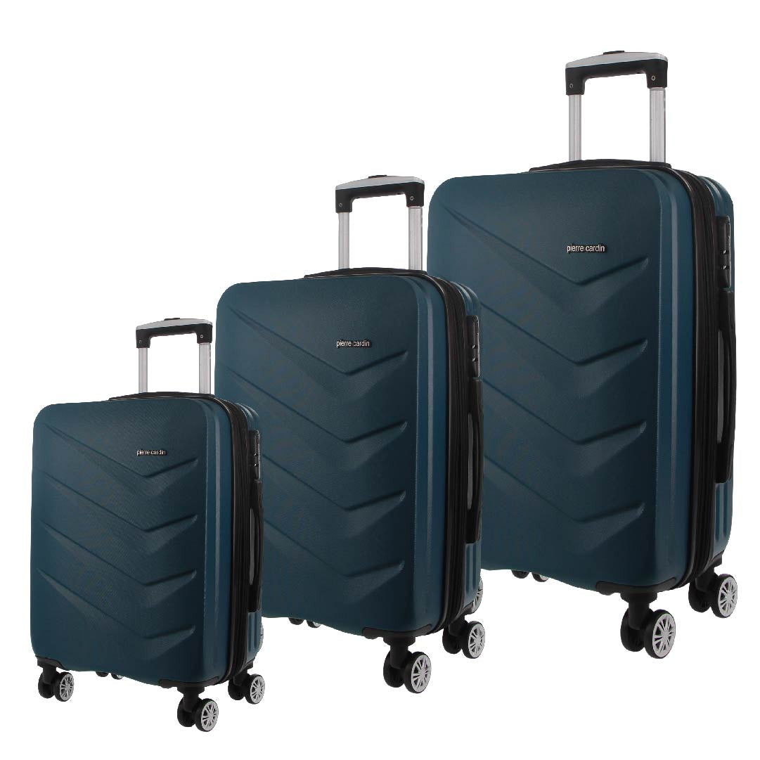 Pierre Cardin Hard Shell 3-Piece Luggage Set in Teal