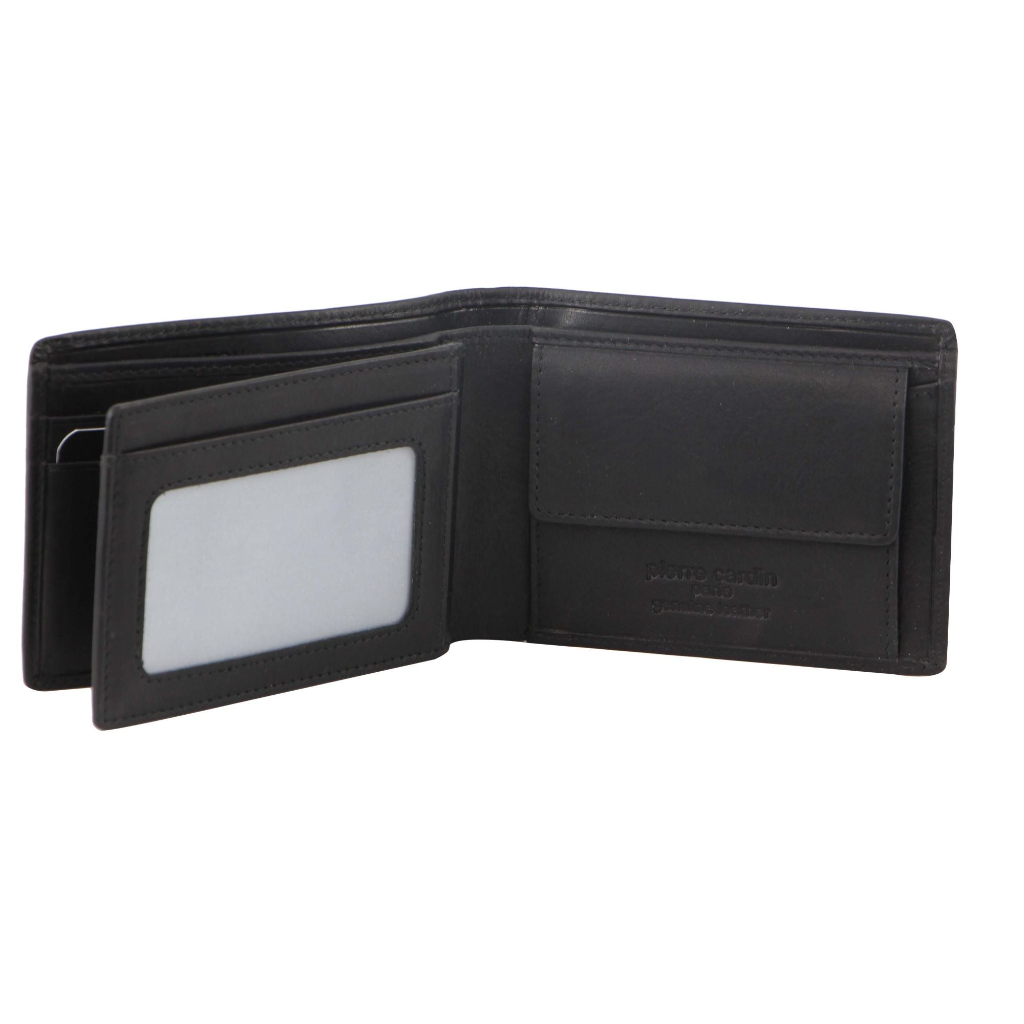 Pierre Cardin Rustic Leather Men's Bi-Fold Wallet in Black