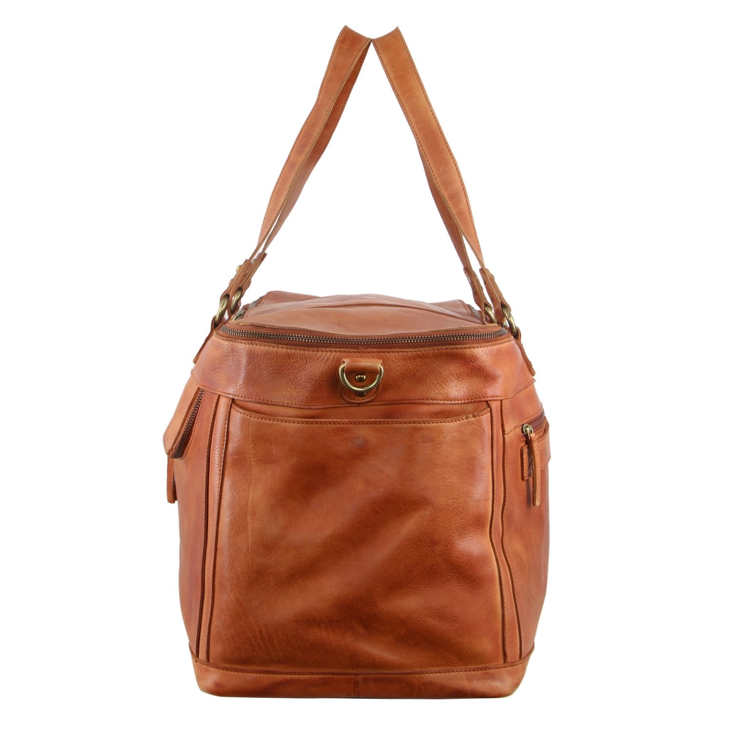 Pierre Cardin Leather Multi-Compartment Overnight Bag in Cognac
