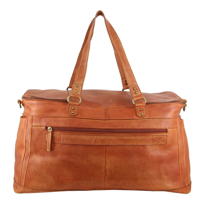 Pierre Cardin Burnished Leather Multi-Compartment Overnight Bag in Cognac (PC 3342)