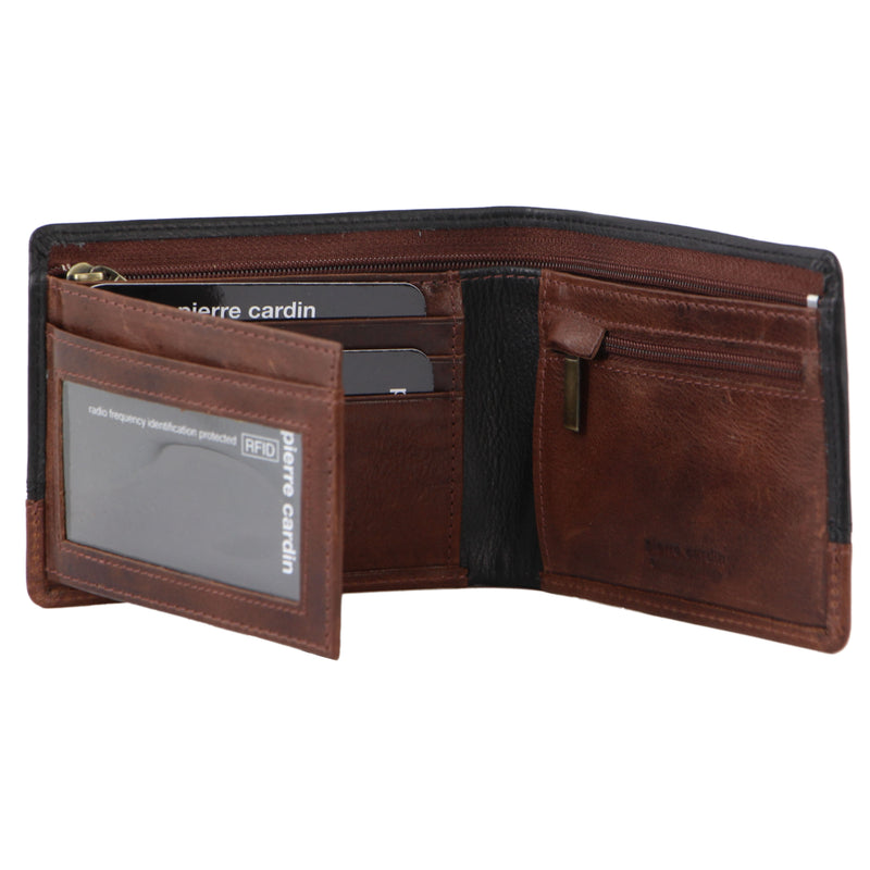 Pierre Cardin Leather 2-Tone Mens Tri-Fold Wallet (PC3454)