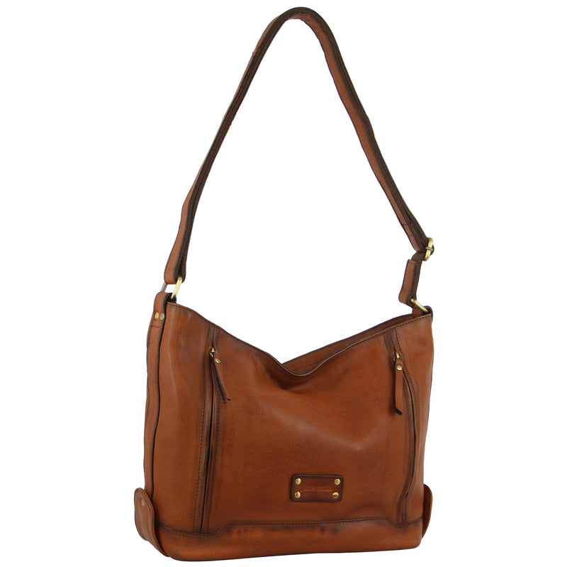 Pierre Cardin Burnished Leather Cross-Body Tote Bag