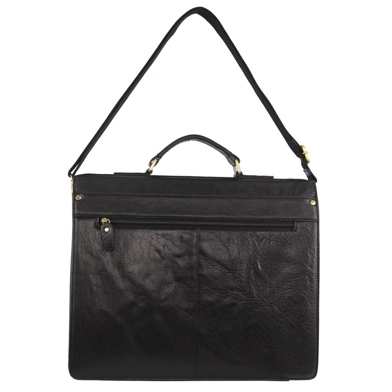 Pierre Cardin Mens Leather Business/Computer Bag in Black (PC 3523 BLK)