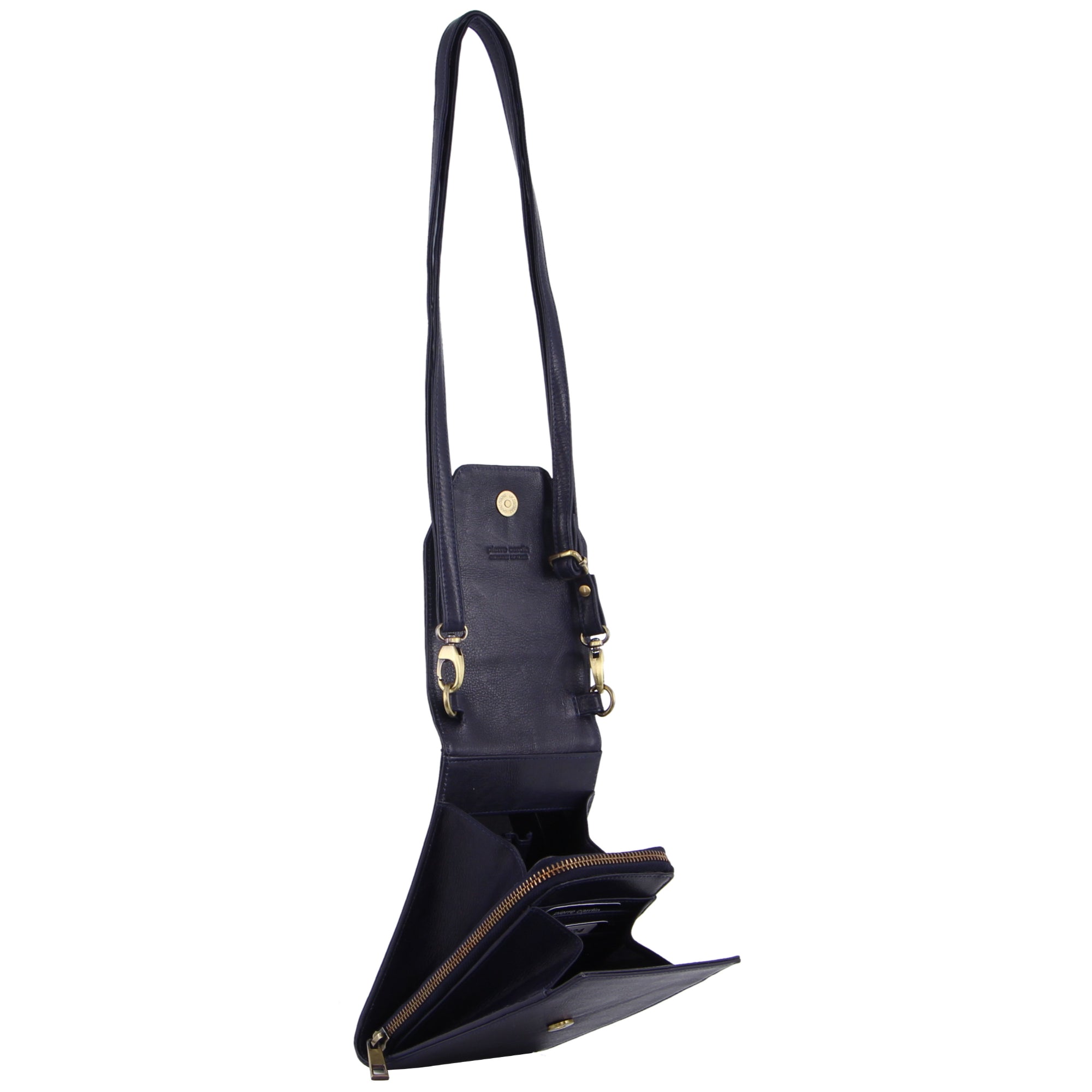 Pierre Cardin Leather Crossbody Phone Wallet Bag in Black