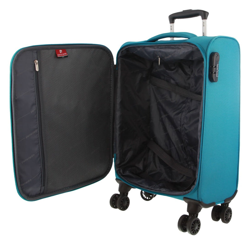 Pierre Cardin 55cm CABIN Soft Shell Suitcase in Turquoise (PC 3548C)