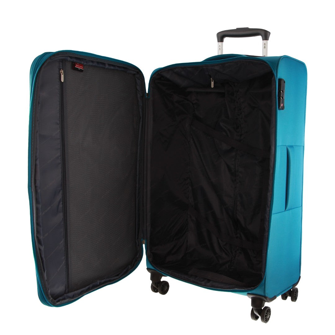 Pierre Cardin 76cm LARGE Soft Shell Suitcase in Turquoise