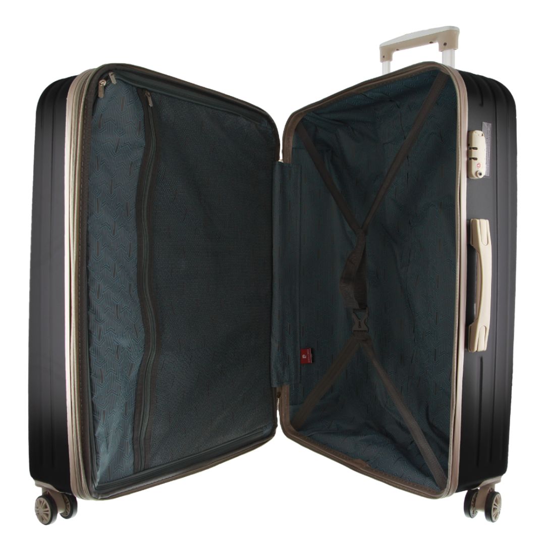 Pierre Cardin 80cm LARGE Hard-Shell Suitcase in Black