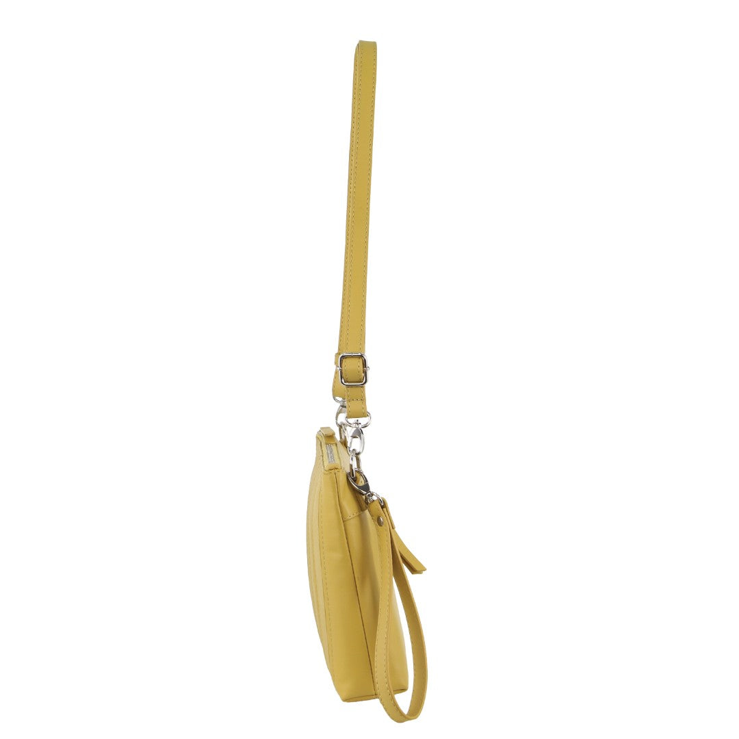 Pierre Cardin Ladies Leather Stitch-design Cross-Body Bag in Yellow