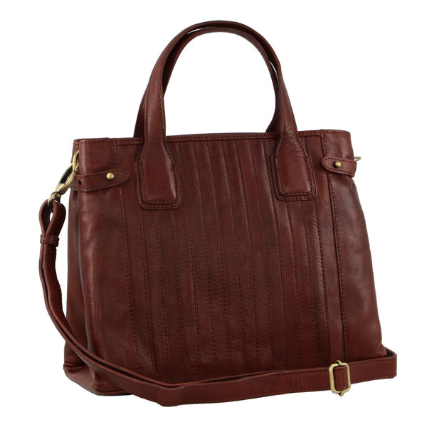 Pierre Cardin Ladies Leather Stitch-design Tote Bag in Tan (PC 3577)