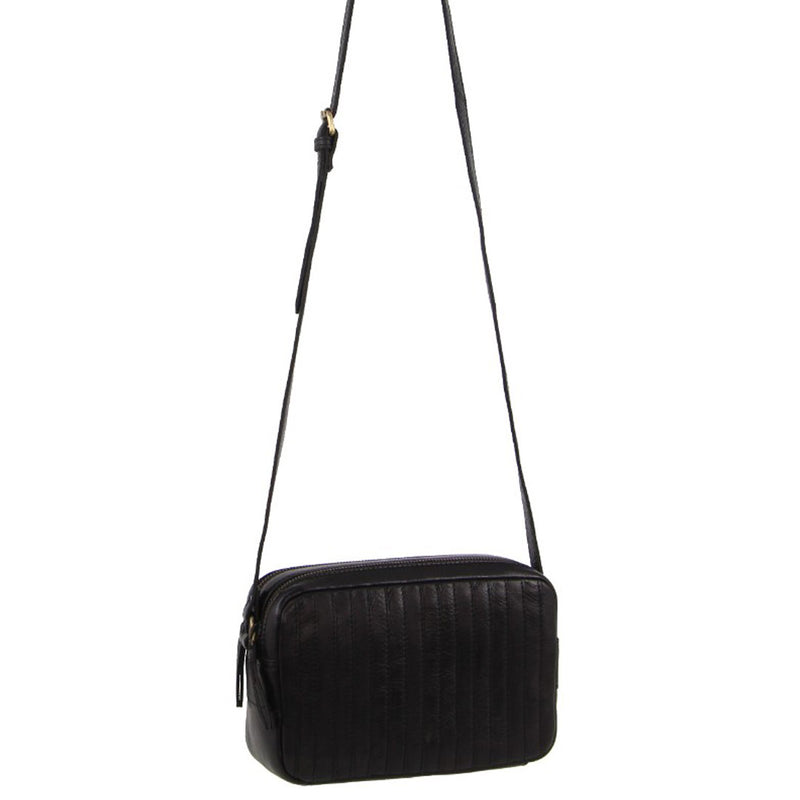 Pierre Cardin Ladies Leather Double Zip Camera Bag in Black (PC 3580)