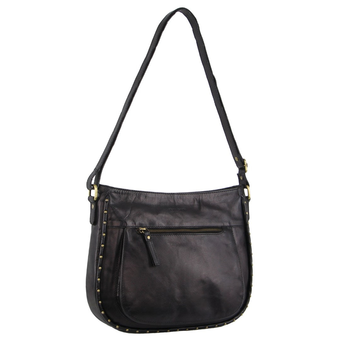 Pierre Cardin Ladies Leather Stud Detail Cross-body Bag in Black