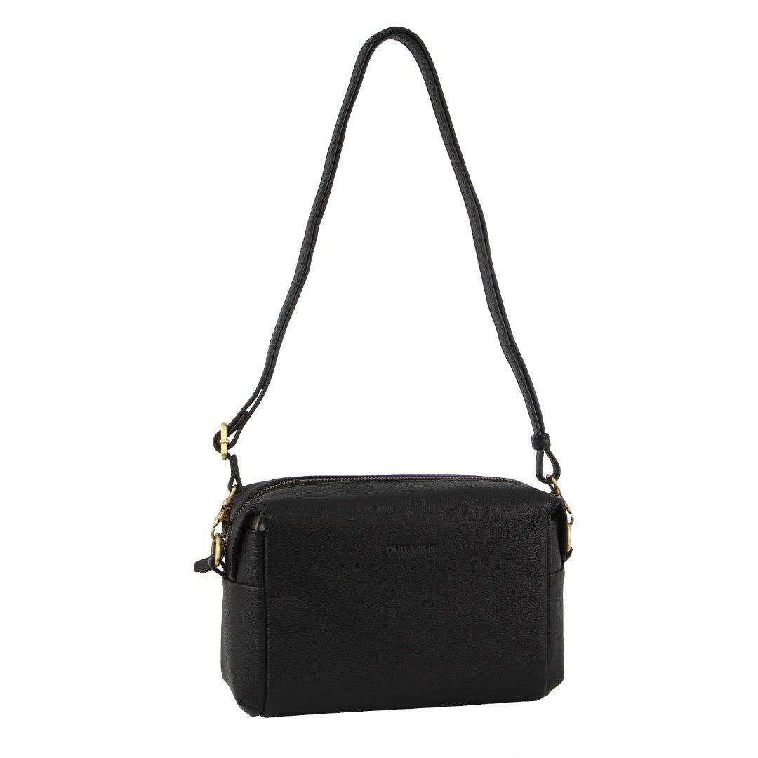 Pierre Cardin Leather Ladies Cross-Body Bag/Clutch in Black
