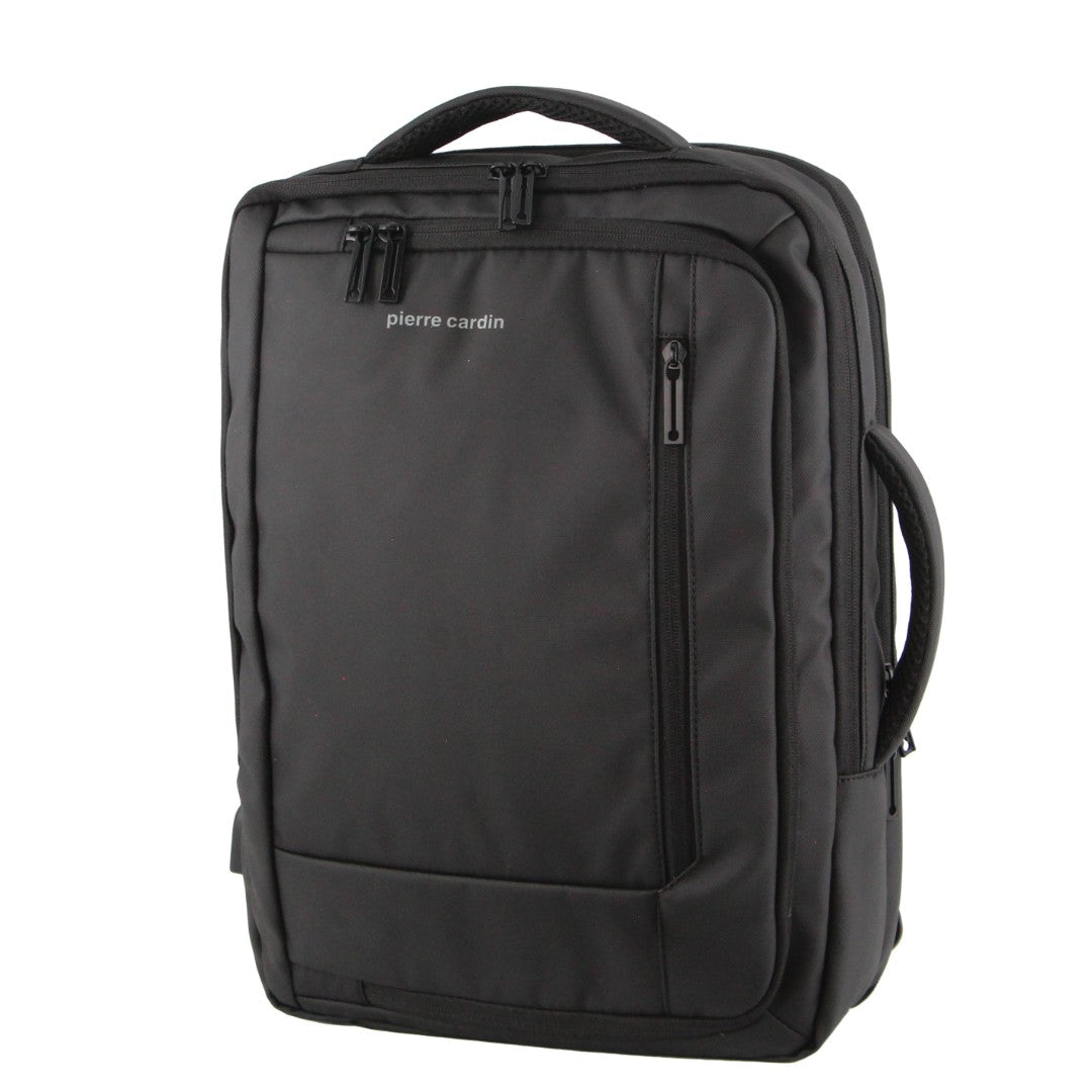 Pierre Cardin Travel & Business Backpack/Briefcase with Built-in USB Port in Black