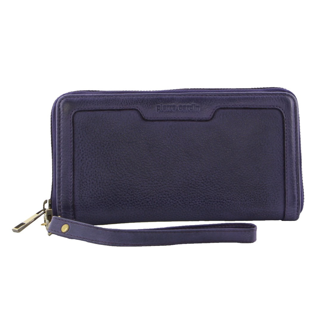 Pierre Cardin Women's Leather Zip Around Wallet w/ Wristlet in Purple