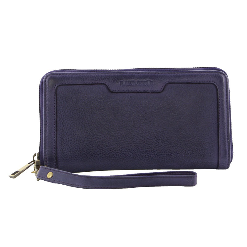 Pierre Cardin Women's Leather Zip around wallet w/Wristlet in Purple(PC 3630)
