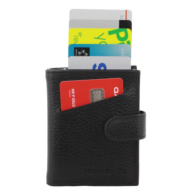 Leather Smart Slide Card Holder Tab Wallet in Black (PC 3644)