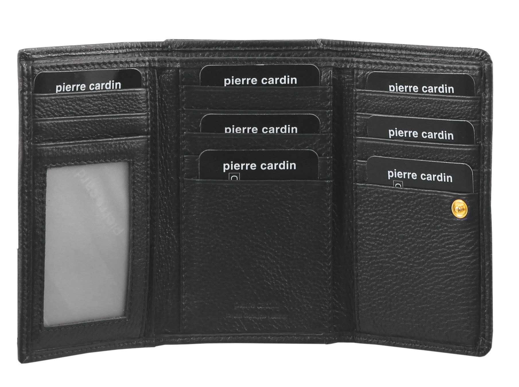 Pierre Cardin Leather Ladies Tri-Fold Wallet in Black