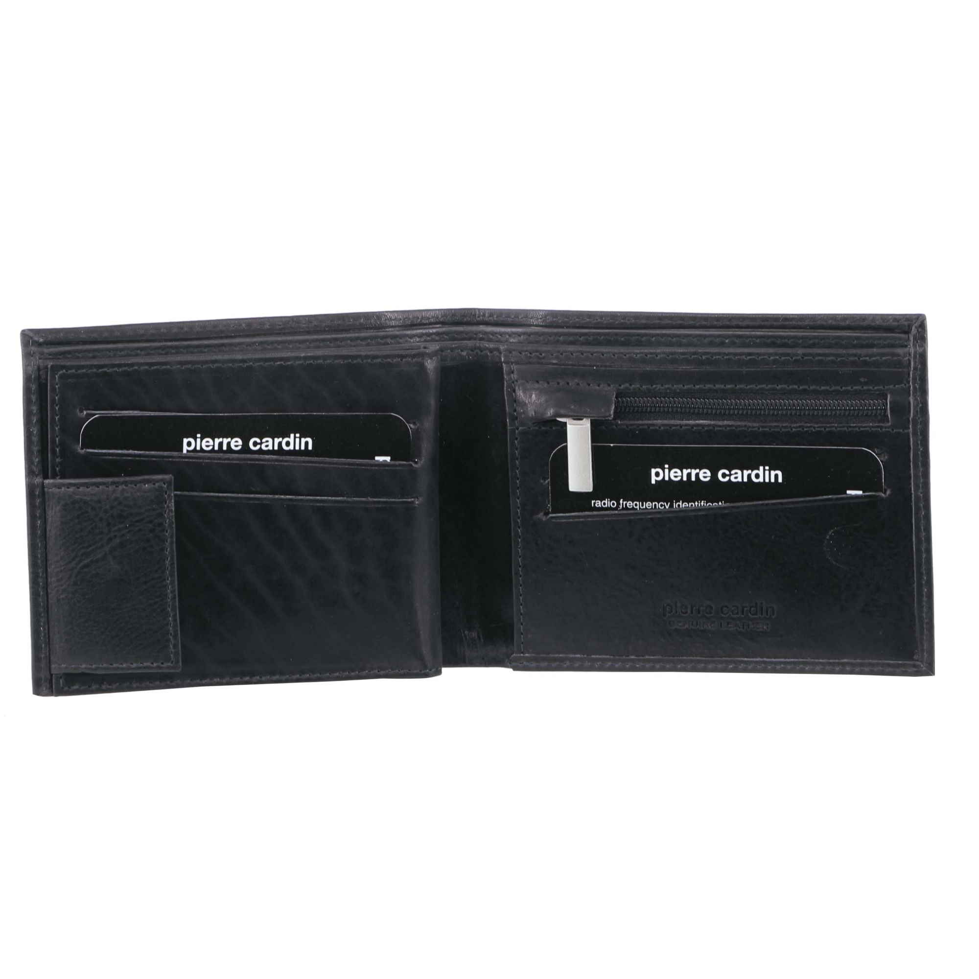 Pierre Cardin Rustic Leather Tri-Fold Men's Wallet in Black
