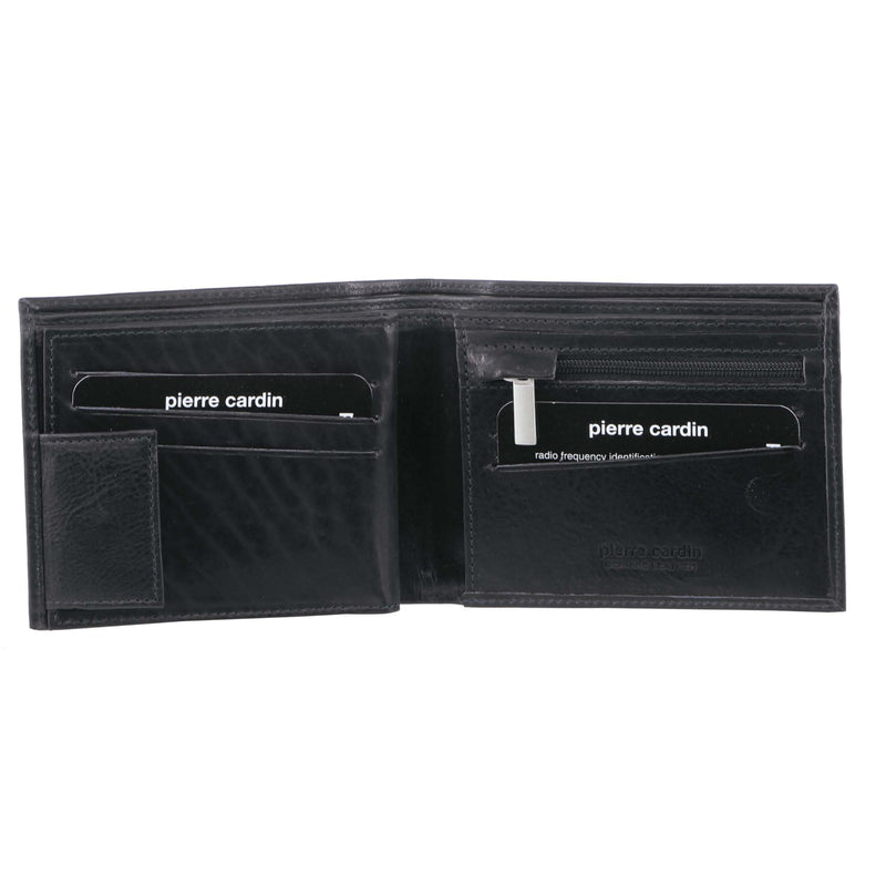 Pierre Cardin Rustic Leather Tri-Fold Men's Wallet in Black (PC2812)