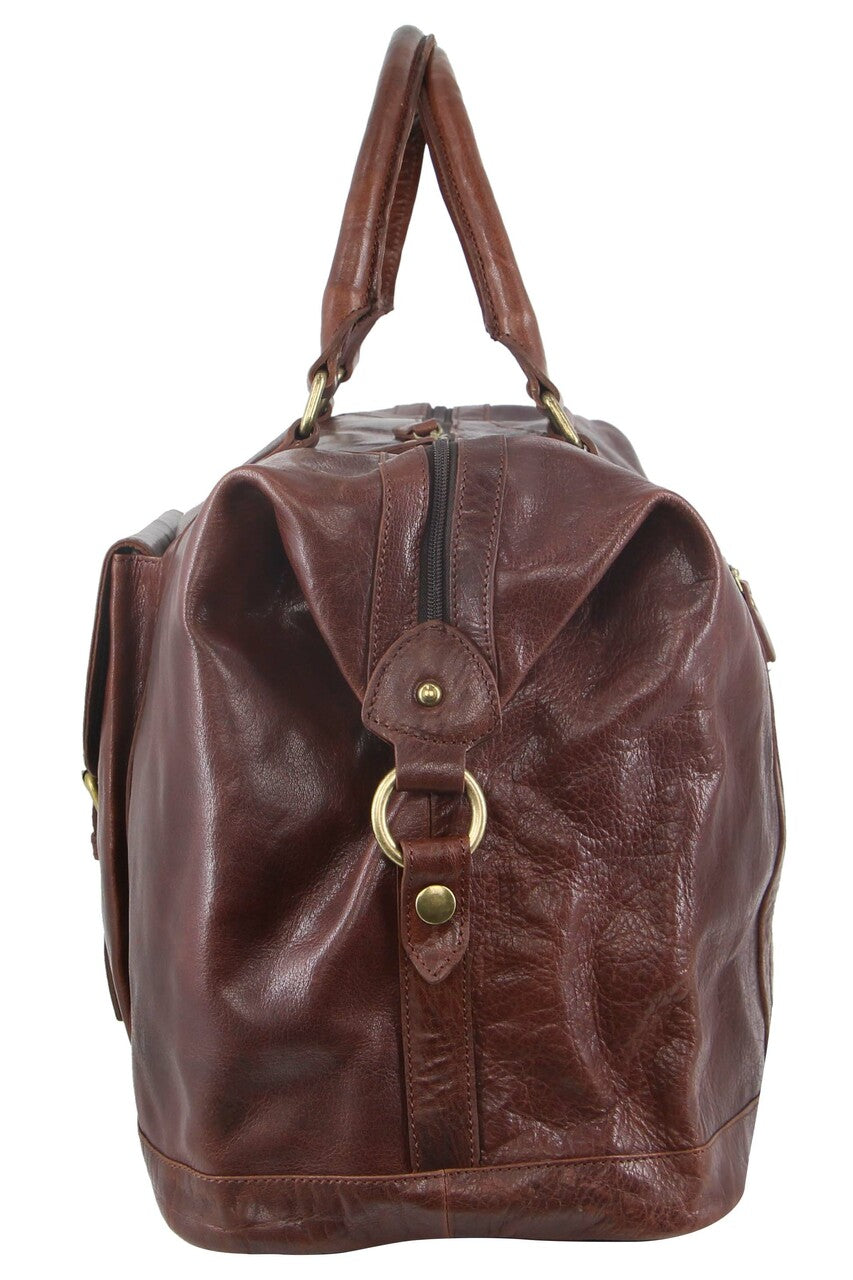 Pierre Cardin Rustic Leather Business/Overnight Bag in Chocolate
