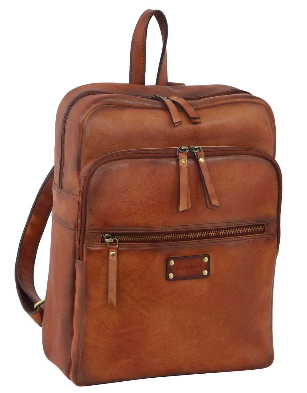 Pierre Cardin Vintage Leather Laptop Backpack in Cognac