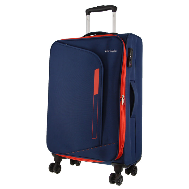 Pierre Cardin 76cm LARGE Soft Shell Suitcase in Navy (PC 3549)