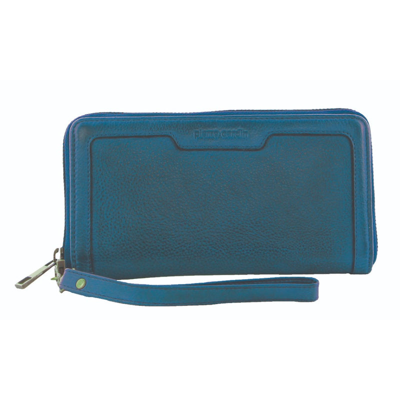 Pierre Cardin Women's Leather Zip around wallet w/Wristlet  in Aqua (PC3630)